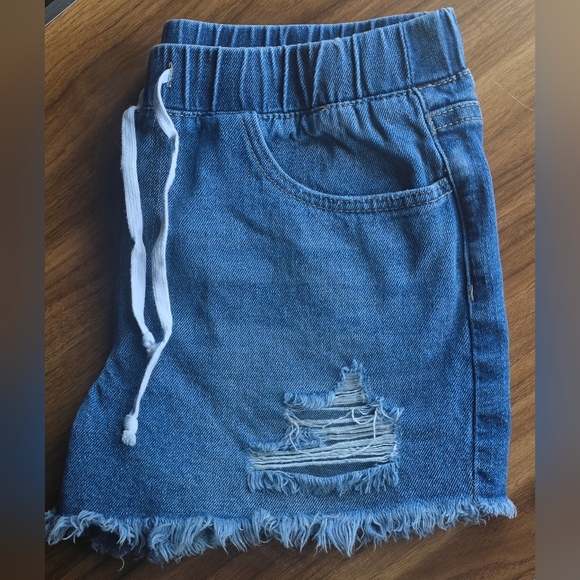 YMI Blue Denim Shorts With Drawstring Junior Size Medium - Picture 7 of 8